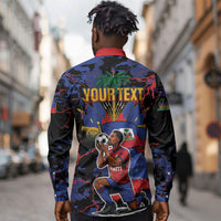 Personalized Haiti Soccer Pride Long Sleeve Button Shirt Ayiti Nan Mondyal 2026