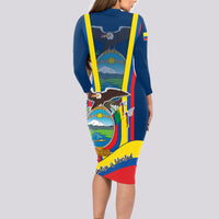 Ecuador Independence Day Long Sleeve Bodycon Dress Monumento a la Independencia Quito 10th August - Wonder Print Shop