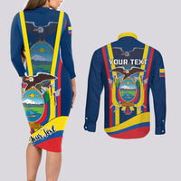 Custom Ecuador Independence Day Couples Matching Long Sleeve Bodycon Dress and Long Sleeve Button Shirts Monumento a la Independencia Quito 10th August - Wonder Print Shop