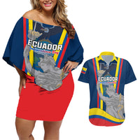 Custom Ecuador Independence Day Couples Matching Off Shoulder Short Dress and Hawaiian Shirt Monumento a la Independencia Quito 10th August - Wonder Print Shop