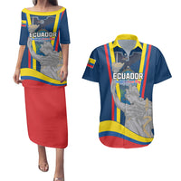 Custom Ecuador Independence Day Couples Matching Puletasi Dress and Hawaiian Shirt Monumento a la Independencia Quito 10th August - Wonder Print Shop