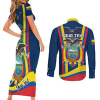 Custom Ecuador Independence Day Couples Matching Short Sleeve Bodycon Dress and Long Sleeve Button Shirts Monumento a la Independencia Quito 10th August - Wonder Print Shop