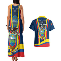 Tank maxi dress and Hawaiian shirt, blue with red-yellow trim, back graphics and YOUR TEXT