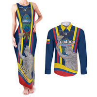 Custom Ecuador Independence Day Couples Matching Tank Maxi Dress and Long Sleeve Button Shirts Monumento a la Independencia Quito 10th August - Wonder Print Shop