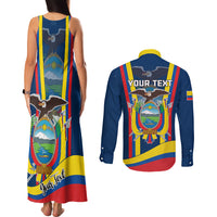 Custom Ecuador Independence Day Couples Matching Tank Maxi Dress and Long Sleeve Button Shirts Monumento a la Independencia Quito 10th August - Wonder Print Shop