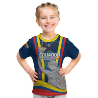 Kids blue graphic T-shirt with Ecuador Independence Day front print