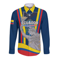 Custom Ecuador Independence Day Long Sleeve Button Shirt Monumento a la Independencia Quito 10th August - Wonder Print Shop