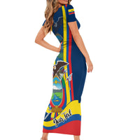 Custom Ecuador Independence Day Short Sleeve Bodycon Dress Monumento a la Independencia Quito 10th August - Wonder Print Shop