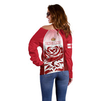 England Off Shoulder Sweater Three Lions and Tudor Rose - Wonder Print Shop