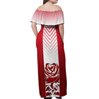 Personalised England Off Shoulder Maxi Dress Three Lions and Tudor Rose - Wonder Print Shop