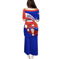 Costa Rica Puletasi Costa Rica Coat Of Arms With Flowers - Wonder Print Shop