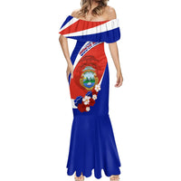Personalised Costa Rica Mermaid Dress Costa Rica Coat Of Arms With Flowers - Wonder Print Shop