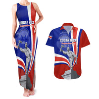 Costa Rica Independence Day Couples Matching Tank Maxi Dress and Hawaiian Shirt Juan Santamaria National Hero - Wonder Print Shop
