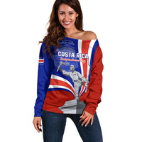 Costa Rica Independence Day Off Shoulder Sweater Juan Santamaria National Hero - Wonder Print Shop