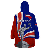 Personalised Costa Rica Independence Day Wearable Blanket Hoodie Juan Santamaria National Hero - Wonder Print Shop