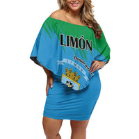 Personalized Costa Rica Limón Province Family Matching Off Shoulder Short Dress and Hawaiian Shirt Donde Quiera Que Voy Limonense Soy - Wonder Print Shop
