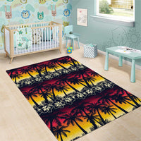 Hawaii Hibiscus Palm Tree Sunset Area Rug Tropical Style - Wonder Print Shop