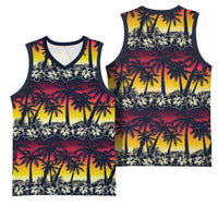 Hawaii Hibiscus Palm Tree Sunset Basketball Jersey Tropical Style - Wonder Print Shop