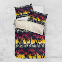 Hawaii Hibiscus Palm Tree Sunset Bedding Set Tropical Style - Wonder Print Shop