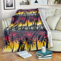 Hawaii Hibiscus Palm Tree Sunset Blanket Tropical Style - Wonder Print Shop