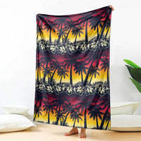 Hawaii Hibiscus Palm Tree Sunset Blanket Tropical Style - Wonder Print Shop