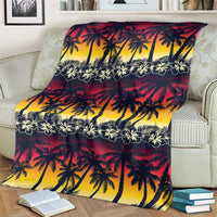 Hawaii Hibiscus Palm Tree Sunset Blanket Tropical Style - Wonder Print Shop