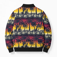Hawaii Hibiscus Palm Tree Sunset Bomber Puffer Jacket Tropical Style - Wonder Print Shop