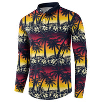 Hawaii Hibiscus Palm Tree Sunset Button Sweatshirt Tropical Style - Wonder Print Shop