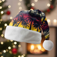 Hawaii Hibiscus Palm Tree Sunset Christmas Santa Hat Tropical Style - Wonder Print Shop