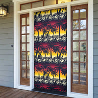 Hawaii Hibiscus Palm Tree Sunset Door Cover Tropical Style - Wonder Print Shop