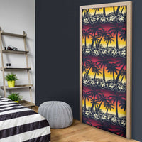 Hawaii Hibiscus Palm Tree Sunset Door Cover Tropical Style - Wonder Print Shop