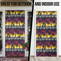 Hawaii Hibiscus Palm Tree Sunset Door Cover Tropical Style - Wonder Print Shop