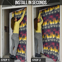 Hawaii Hibiscus Palm Tree Sunset Door Cover Tropical Style - Wonder Print Shop