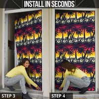 Hawaii Hibiscus Palm Tree Sunset Door Cover Tropical Style - Wonder Print Shop