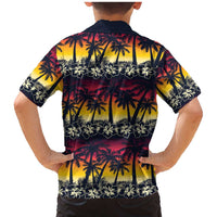 Hawaii Hibiscus Palm Tree Sunset Family Matching Mermaid Dress and Hawaiian Shirt Tropical Style - Wonder Print Shop