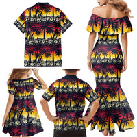 Hawaii Hibiscus Palm Tree Sunset Family Matching Mermaid Dress and Hawaiian Shirt Tropical Style - Wonder Print Shop