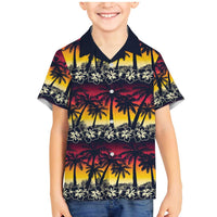 Hawaii Hibiscus Palm Tree Sunset Family Matching Mermaid Dress and Hawaiian Shirt Tropical Style - Wonder Print Shop