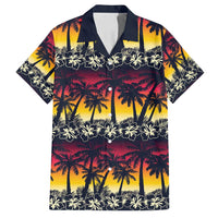 Hawaii Hibiscus Palm Tree Sunset Family Matching Off Shoulder Maxi Dress and Hawaiian Shirt Tropical Style - Wonder Print Shop