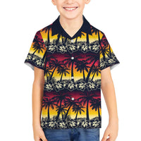 Hawaii Hibiscus Palm Tree Sunset Family Matching Summer Maxi Dress and Hawaiian Shirt Tropical Style - Wonder Print Shop
