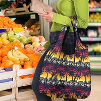 Hawaii Hibiscus Palm Tree Sunset Grocery Bag Tropical Style - Wonder Print Shop