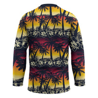 Hawaii Hibiscus Palm Tree Sunset Hockey Jersey Tropical Style - Wonder Print Shop