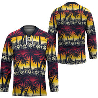 Hawaii Hibiscus Palm Tree Sunset Hockey Jersey Tropical Style - Wonder Print Shop
