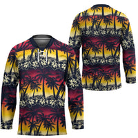 Hawaii Hibiscus Palm Tree Sunset Hockey Jersey Tropical Style - Wonder Print Shop