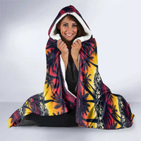 Hawaii Hibiscus Palm Tree Sunset Hooded Blanket Tropical Style - Wonder Print Shop