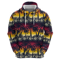 Hawaii Hibiscus Palm Tree Sunset Hoodie Tropical Style - Wonder Print Shop