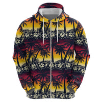 Hawaii Hibiscus Palm Tree Sunset Hoodie Tropical Style - Wonder Print Shop