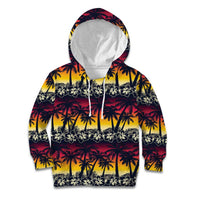 Hawaii Hibiscus Palm Tree Sunset Kid Hoodie Tropical Style - Wonder Print Shop