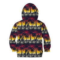 Hawaii Hibiscus Palm Tree Sunset Kid Hoodie Tropical Style - Wonder Print Shop