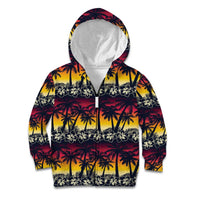 Hawaii Hibiscus Palm Tree Sunset Kid Hoodie Tropical Style - Wonder Print Shop