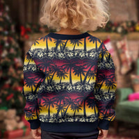 Hawaii Hibiscus Palm Tree Sunset Kid Ugly Christmas Sweater Tropical Style - Wonder Print Shop